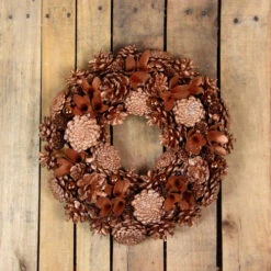 Northlight Autumn Harvest Glittered Rose Gold Pine Cone Artificial Thanksgiving Wreath - 13.5-Inch, Unlit -Northlight Shop northlight nl00507 styled 31389.1588356427