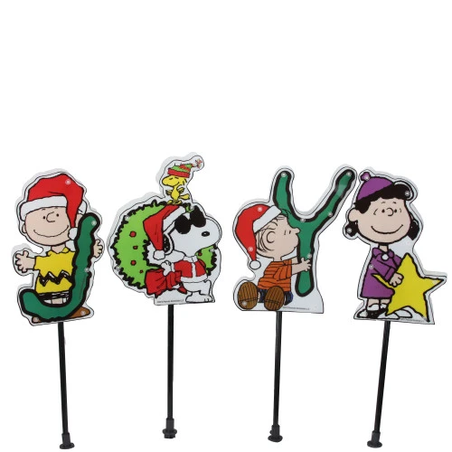 Northlight Set Of 4 Lighted "JOY" Peanuts And Snoopy Christmas Lawn Pathway Markers - 32913548 4 Northlight Set Of 4 Lighted "JOY" Peanuts And Snoopy Christmas Lawn Pathway Markers - 32913548 - Image 2