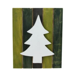 Northlight 13" Wood Tree On Green Washed Pallet Inspired Frame Christmas Wall Hanging
