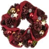 Northlight Red Stars And Pine Cone Artificial Christmas Wreath - 12.5-Inch, Unlit