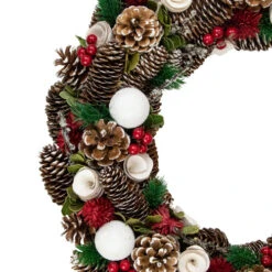 Northlight Frosted Pine Cone And Wooden Rose Artificial Christmas Wreath, 19-Inch, Unlit 7 Northlight Frosted Pine Cone And Wooden Rose Artificial Christmas Wreath, 19-Inch, Unlit -Northlight Shop northlight sh36205 2 25811.1588359032