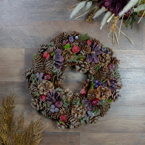 Northlight Iced Pine Cone And Berries With Botanicals Artificial Christmas Wreath, 13-Inch, Unlit 4 Northlight Iced Pine Cone And Berries With Botanicals Artificial Christmas Wreath, 13-Inch, Unlit - Image 2