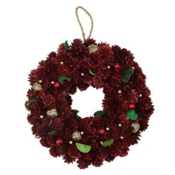 Northlight Shop 14 Northlight Red And Gold Pine Cone And Ornament Artificial Christmas Wreath, 9.5-Inch, Unlit