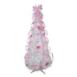 Northlight 6' Pre-Lit White And Pink Pre-Decorated Pop-Up Artificial Christmas Tree