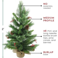 Northlight 24" Mixed Cashmere Berry Pine Medium Artificial Christmas Tree - Unlit -Northlight Shop northlight v03957 thumbnail 35055.1608347576