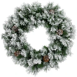 Northlight 36" Snowy Flocked Angel Pine With Pine Cones Artificial Christmas Wreath - Unlit