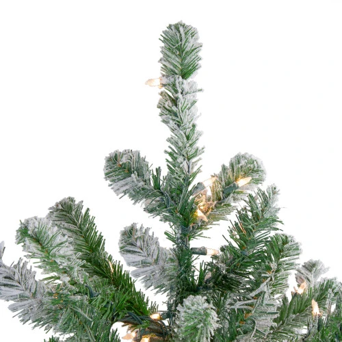 Northlight 4.5' Pre-Lit Full Flocked Natural Emerald Artificial Christmas Tree - Warm Clear Lights 5 Northlight 4.5' Pre-Lit Full Flocked Natural Emerald Artificial Christmas Tree - Warm Clear Lights - Image 3