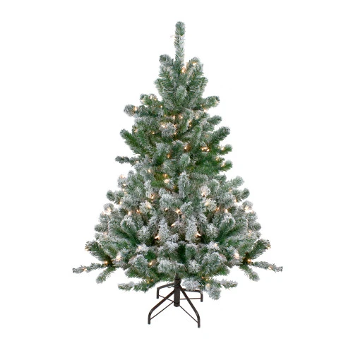 Northlight 4.5' Pre-Lit Full Flocked Natural Emerald Artificial Christmas Tree - Warm Clear Lights 3 Northlight 4.5' Pre-Lit Full Flocked Natural Emerald Artificial Christmas Tree - Warm Clear Lights