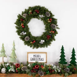 Northlight Pre-Lit LED Canadian Pine Artificial Christmas Wreath, 30-Inch, Multicolor Lights -Northlight Shop northlight v15838 styled2 29876.1689085520