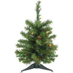 Northlight 18" Pre-Lit Medium Canadian Pine Artificial Christmas Tree - Multicolor Lights