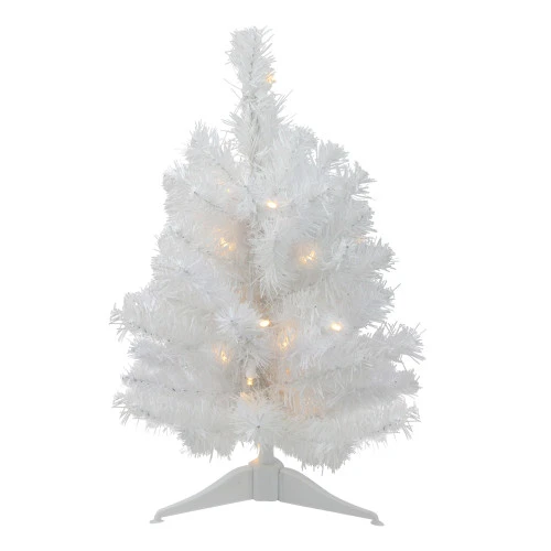 Northlight 1.5' Pre-Lit Snow White Pine Artificial Christmas Tree - Clear LED Lights 3 Northlight 1.5' Pre-Lit Snow White Pine Artificial Christmas Tree - Clear LED Lights
