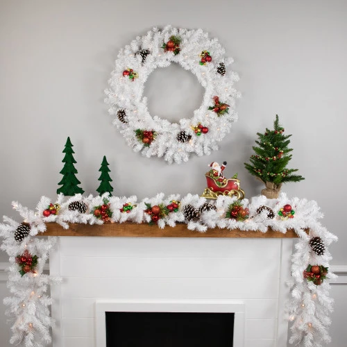 Northlight Pre-Lit LED White Canadian Pine Artificial Christmas Wreath, 30-Inch, Clear Lights 4 Northlight Pre-Lit LED White Canadian Pine Artificial Christmas Wreath, 30-Inch, Clear Lights - Image 2