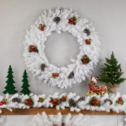 Northlight Pre-Lit White Pine LED Artificial Christmas Wreath - 36-Inch, Multicolor Lights -Northlight Shop northlight v15877 styled 2 02158.1690296404