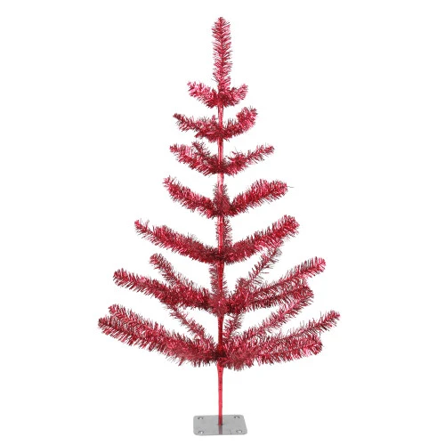 Northlight 3' Medium Red Tinsel Twig Artificial Christmas Tree, Unlit 3 Northlight 3' Medium Red Tinsel Twig Artificial Christmas Tree, Unlit