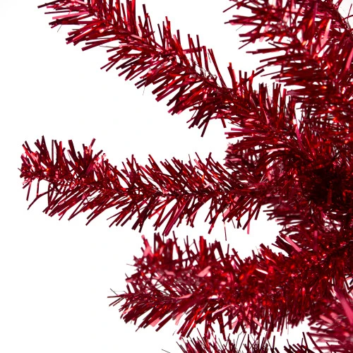 Northlight 7' Metallic Red Tinsel Artificial Christmas Tree - Unlit 4 Northlight 7' Metallic Red Tinsel Artificial Christmas Tree - Unlit - Image 2