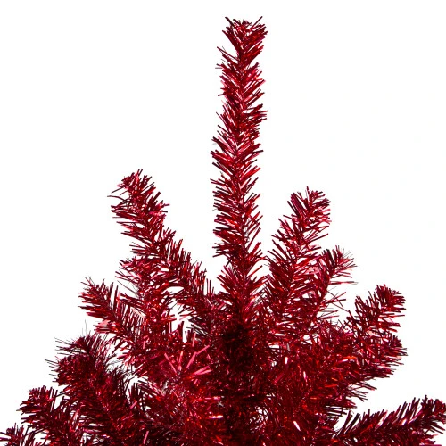 Northlight 7' Metallic Red Tinsel Artificial Christmas Tree - Unlit 5 Northlight 7' Metallic Red Tinsel Artificial Christmas Tree - Unlit - Image 3