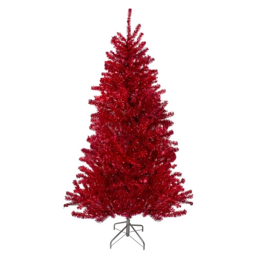 Northlight 7' Metallic Red Tinsel Artificial Christmas Tree - Unlit 3 Northlight 7' Metallic Red Tinsel Artificial Christmas Tree - Unlit