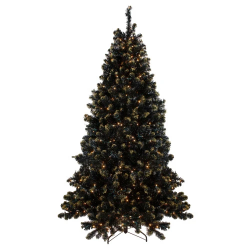 Northlight Pre-Lit LED Black Crystal Pine With Gold Glitter Artificial Christmas Tree - 7.5 Ft Clear Lights 3 Northlight Pre-Lit LED Black Crystal Pine With Gold Glitter Artificial Christmas Tree - 7.5 Ft Clear Lights