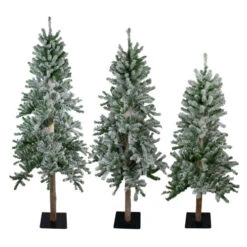 Northlight Set Of 3 Slim Flocked Alpine Artificial Christmas Trees 6' - Unlit