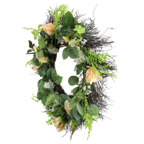 Northlight Rose And Foliage Artificial Spring Wreath - 24-Inch, Unlit 4 Northlight Rose And Foliage Artificial Spring Wreath - 24-Inch, Unlit - Image 2