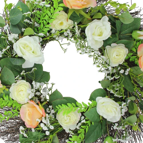 Northlight Rose And Foliage Artificial Spring Wreath - 24-Inch, Unlit 5 Northlight Rose And Foliage Artificial Spring Wreath - 24-Inch, Unlit - Image 3
