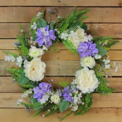 Northlight Daisy And Peony Foliage Twig Artificial Floral Wreath, Purple 22-Inch 7 Northlight Daisy And Peony Foliage Twig Artificial Floral Wreath, Purple 22-Inch -Northlight Shop northlight vm18647 3201 85611.1588362472