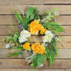 Northlight Hydrangea And Rose Twig Artificial Floral Wreath, Orange 16-Inch -Northlight Shop northlight vm18931 3 84126.1588358990