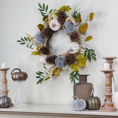 Northlight Pumpkins Foliage Grapevine Artificial Thanksgiving Wreath, 24-Inch, Unlit 4 Northlight Pumpkins Foliage Grapevine Artificial Thanksgiving Wreath, 24-Inch, Unlit - Image 2