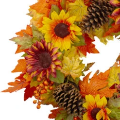 Northlight Sunflower And Pine Cone Artificial Thanksgiving Wreath - 24-Inch, Unlit -Northlight Shop northlight vm26529 1 82091.1665610426