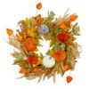 Northlight Velvet Pumpkins And Wheat Artificial Fall Harvest Wreath - 24-Inch, Unlit