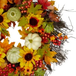 Northlight Sunflowers And Gourds Artificial Thanksgiving Wreath - 26-Inch, Unlit -Northlight Shop northlight vm26536 2 01643.1665433300