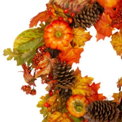 Northlight Orange Pumpkins, Pine Cones And Berries Fall Harvest Wreath - 24 Inch, Unlit -Northlight Shop northlight vm26537 2 59818.1664379674