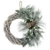 Northlight Frosted Pine Cone And Foliage Artificial Christmas Twig Wreath, 15 Inch, Unlit