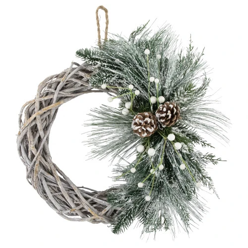 Northlight Frosted Pine Cone And Foliage Artificial Christmas Twig Wreath, 15 Inch, Unlit 3 Northlight Frosted Pine Cone And Foliage Artificial Christmas Twig Wreath, 15 Inch, Unlit
