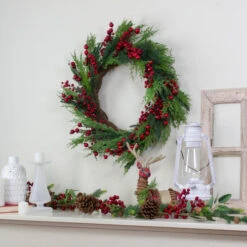 Northlight Mixed Pine And Berries Artificial Christmas Wreath - 26 Inch, Unlit -Northlight Shop northlight vm26563 4 71744.1665610746