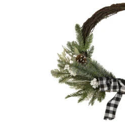 Northlight Plaid Bow And Winter Foliage Artificial Christmas Twig Wreath - 23-inch, Unlit -Northlight Shop northlight vm26565 2 updated 42006.1659734617
