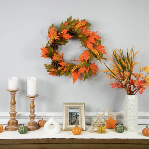 Northlight Leaves, Pinecones And Berries Artificial Fall Harvest Wreath, 24-Inch, Unlit 5 Northlight Leaves, Pinecones And Berries Artificial Fall Harvest Wreath, 24-Inch, Unlit - Image 3