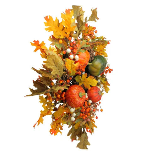 Northlight Fallen Leaves With Pine Cones And Pumpkins Artificial Thanksgiving Wreath, Orange 24-Inch 4 Northlight Fallen Leaves With Pine Cones And Pumpkins Artificial Thanksgiving Wreath, Orange 24-Inch - Image 2