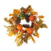 Northlight Fallen Leaves With Pine Cones And Pumpkins Artificial Thanksgiving Wreath, Orange 24-Inch
