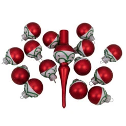 Northlight 15ct Red And White Frosted Tree Topper With Christmas Ball Ornaments -Northlight Shop northlight wy27600 3 50451.1665432996