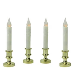 Northlight Set Of 4 White And Gold LED C5 Flickering Christmas Candle Lamps With Timer 8.5"