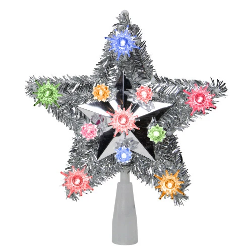 Northlight 9" Lighted Silver Star Christmas Tree Topper - Multicolor Lights 3 Northlight 9" Lighted Silver Star Christmas Tree Topper - Multicolor Lights