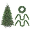 Northlight 4-Piece Artificial Winter Spruce Christmas Tree, Wreath And Garland Set 6.5' - Clear Lights