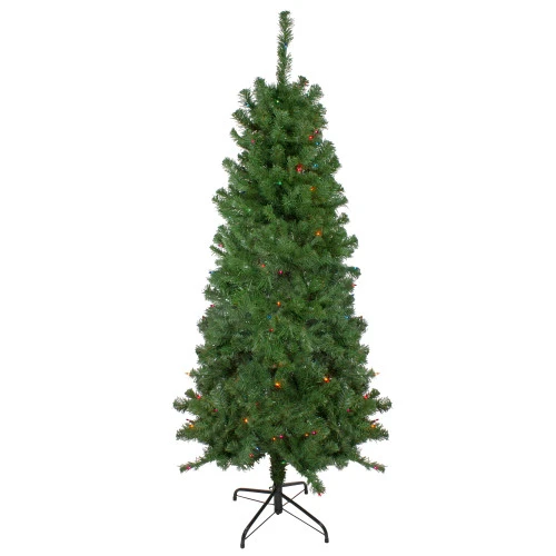Northlight 6' Pre-Lit Alberta Pine Slim Artificial Christmas Tree - Multi Lights 3 Northlight 6' Pre-Lit Alberta Pine Slim Artificial Christmas Tree - Multi Lights