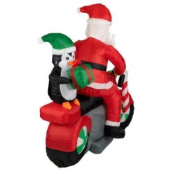 Northlight 5' Inflatable Lighted Santa And Penguin On Motorcycle Outdoor Christmas Decoration -Northlight Shop northlight zg15623 4 02046.1655832280