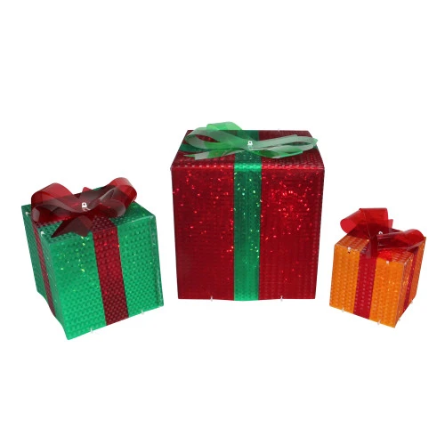 Northlight Set Of 3 Lighted Glistening Gift Box And Bow Outdoor Christmas Decoration 3 Northlight Set Of 3 Lighted Glistening Gift Box And Bow Outdoor Christmas Decoration