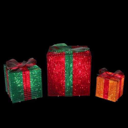 Northlight Set Of 3 Lighted Glistening Gift Box And Bow Outdoor Christmas Decoration 4 Northlight Set Of 3 Lighted Glistening Gift Box And Bow Outdoor Christmas Decoration - Image 2