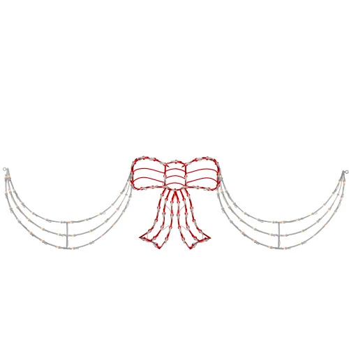 Northlight 3-Piece Lighted Red And White Bow And Swag Christmas Decoration 3 Northlight 3-Piece Lighted Red And White Bow And Swag Christmas Decoration