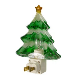 Northlight 5.5" Green And White Beaded Frosted Christmas Tree Night Light -Northlight Shop northlightct 70 636 107 2 56759.1588369271
