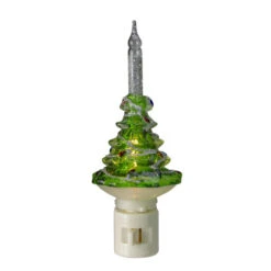 Northlight 6.5" Green And White Christmas Tree Bubble Night Light